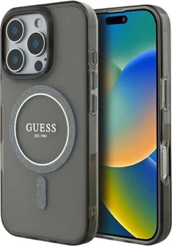 Панель Guess IML Glitter Circle MagSafe для Apple iPhone 16 Pro Black (GUHMP16LHFGEREK)