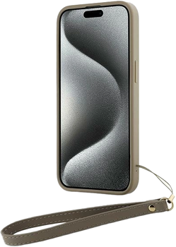 Панель DKNY Wrist Strap Stock Logo для Apple iPhone 14 Plus/15 Plus Beige (3666339264888)