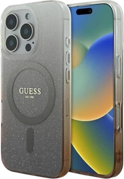 Etui Guess IML Glitter Gradient MagSafe do Apple iPhone 16 Pro Brown (GUHMP16LHGRCELW)