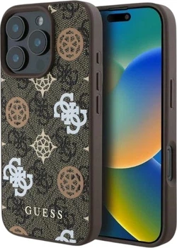 Etui Guess Peony On 4G Background MagSafe do Apple iPhone 16 Pro Brown (GUHMP16LP4PWPW)