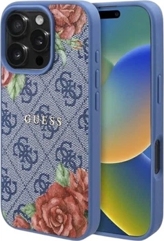Etui Guess 4G Flowers Print MagSafe do Apple iPhone 16 Pro Blue (GUHMP16LP4ROPEMCB)