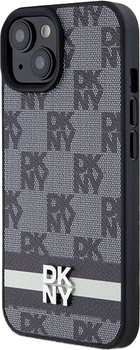 Etui DKNY Leather Checkered Mono Pattern & Printed Stripes do Apple iPhone 13/14/15 Black (3666339263195)