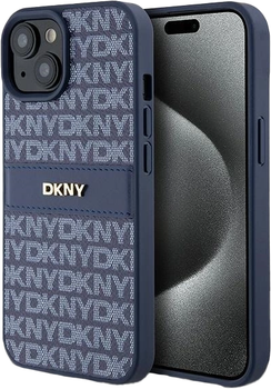 Etui DKNY Leather Mono Stripe & Metal Logo do Apple iPhone 13/14/15 Blue (3666339260811)