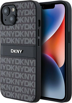Etui DKNY Leather Mono Stripe & Metal Logo do Apple iPhone 13/14/15 Black (3666339260392)
