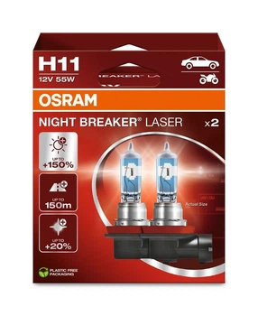 Лампа H11 OSRAM NIGHT BREAKER LASER +150% 12V 55W PGJ19-2 64211NL-2HB