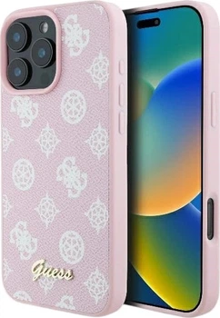 Etui Guess Peony Script Logo MagSafe do Apple iPhone 16 Pro Pink (GUHMP16LPGPYSP)