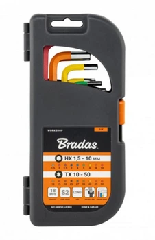 Набір ключів Bradas HX 1,5-10мм TX 10-50 18шт (DIY-HKBT42-LO/BOX)