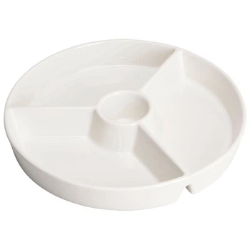 Talerz na przekąski Excellent Houseware porcelanowy biały dzielony 26 cm (8721037536196)