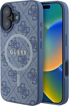 Etui Guess 4G Ring Classic Logo MagSafe do Apple iPhone 16 Blue (GUHMP16SG4GFRB)
