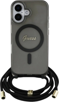 Etui Guess Crossbody Cord Script MagSafe do Apple iPhone 16 Black (GUHMP16SHCTSGNSK)