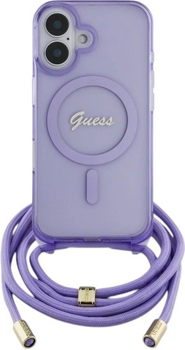 Etui Guess Crossbody Cord Script MagSafe do Apple iPhone 16 Purple (GUHMP16SHCTSGNSU)