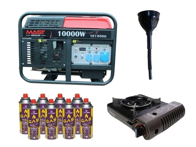 Бензиновый генератор MAST GROUP YH13000 + газовая плитка Orcamp CK-505 + картридж газовый Pegas 400 мл (8 шт.)