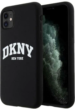 Панель DKNY Liquid Silicone White Printed Logo MagSafe для Apple iPhone 11 / Xr Black (3666339266592)
