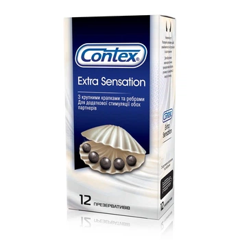 Презервативи латексні з силіконовою змазкою Contex Extra Sensation (з великими точками та ребрами) 12 шт.(5052197051506)