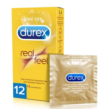 Презервативи з синтетичного латексу з силіконовою змазкою Durex Real Feel (натуральні відчуття) 12 шт. (5052197026719)