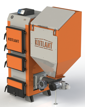 Пеллетный бытовой котел с бункером Kotlant КГП 18 кВт с автоматикой и вентилятором