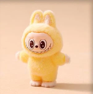 Флокована фігурка монстр LABUBU The Monsters Exciting Macaron 4,5 см Лабубу флок жовтий