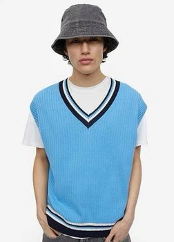 Жылет вязаный H&M 271125601 S Голубой/Черный/Белый