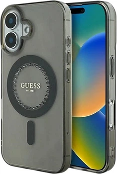Etui Guess IML Rhinestones MagSafe do Apple iPhone 16 Black (GUHMP16SPFTDTEK)