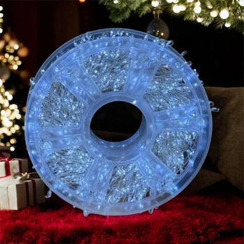 Светодиодная гирлянда-нить мишура 100 м, 3000 LED, белый свет, IP44, с пультом