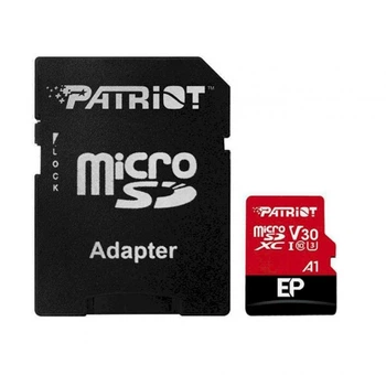 Карта пам'яті microSDXC (UHS-1 U3) Patriot EP Series 1Тb class 10 V30 (R-100MB/s, W-80MB/s) (adapter SD) (PEF1TBEP31MCX) (434)