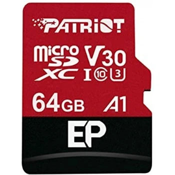 Карта пам'яті microSDXC (UHS-1 U3) Patriot EP Series 64Gb class 10 V30 (R-100MB/s, W-80MB/s) (adapter SD) (PEF64GEP31MCX) (441)