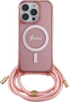 Etui Guess Crossbody Cord Script MagSafe do Apple iPhone 16 Pro Max Pink (GUHMP16XHCTSGNSP)