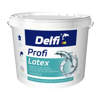 Краска латексная акриловая для внутренних работ "Profi Latex" Delfi белый (база А) 4.2 кг