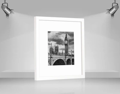 Фоторамка пластиковая 25х25 под фото 15х15 багет: AM1513-015-3 Белый (с глянцевым стеклом 1-1.5мм, паспарту белое, двп) EmojiFrame
