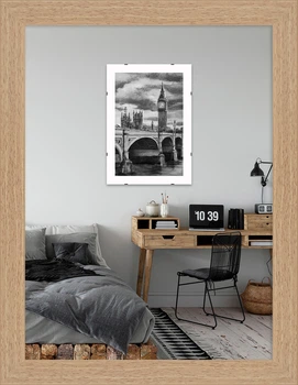 Фоторамка пластиковая 15х20 багет: AM1513-X073 Светлое дерево (с глянцевым стеклом 1-1.5мм, двп) EmojiFrame
