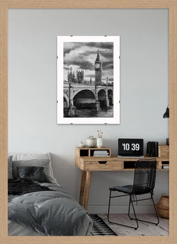 Фоторамка пластиковая 30х42 багет: AM1513-X073 Светлое дерево (с глянцевым стеклом 1-1.5мм, двп) EmojiFrame