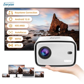 Проектор Everycom H5 Pro 400 ANSI люмен 4K на Android 12, 1+32GB, LCD 1080P, Wi-Fi, Bluetooth, для дома и офиса (Everycom H5 Pro 400 ANSI HiSilicon 352)