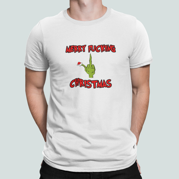 Чоловіча Новорічна футболка Stedman з принтом Merry Fucking Christmas Grinch Грінч Білий L