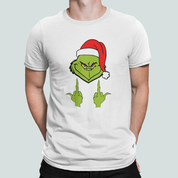 Чоловіча Новорічна футболка Stedman з принтом Grinch Грінч викрадач Різдва Білий L