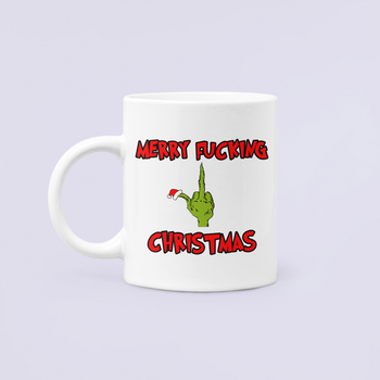 Чашка Керамическая Кружка с принтом Merry Fucking Christmas Grinch Гринч Белая 330 мл