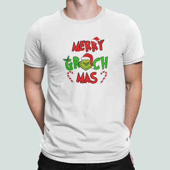 Чоловіча Новорічна футболка Stedman з принтом Merry Grinchmas Grinch Грінч Білий XL