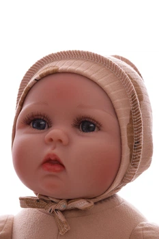 Чепчик на зав'язках у рубчик Babykroha з Ведмедиком коричневий 0м+ (54010)