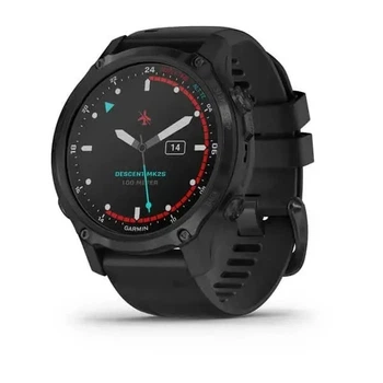 Смарт-годинник Garmin Смарт-годинник Garmin Descent Mk2S Carbon Gray DLC Black з чорним силіконовим ремінцем