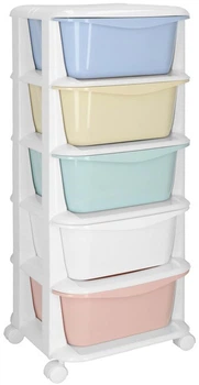 Полиця для іграшок Springos HA0213 з 5 шухлядами на колесах, Білий (5908455300483)