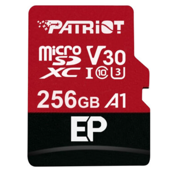 Карта пам'яті 256 GВ Patriot EP Series МicroSDXC UHS-I (U3) Сlass 10 з адаптером чорний з червоним