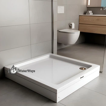 Душевой поддон 100x100x15 см квадратный Shower Frodi акриловый низкий с передней панелью и ножками