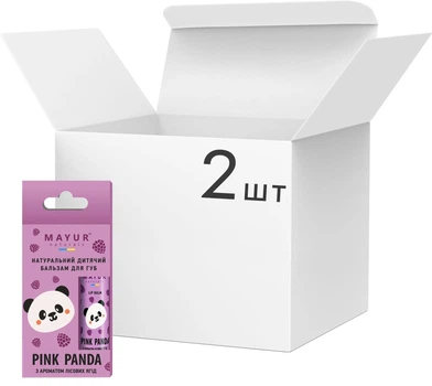 Упаковка натуральних бальзамів для губ Mayur Pink Panda для дітей 5 г х 2 шт (2200317814453)
