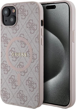 Etui plecki Guess 4G Collection Leather Metal Logo MagSafe do Apple iPhone 14/15/13 Pink (3666339226701)
