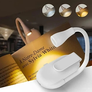 LED лампа, міні ліхтарик для читання книг на затискачі, прищіпці LJC-182 Білий (2120302)