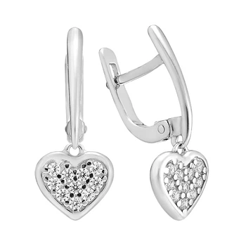 Серьги серебряные Сердце с россыпью Silver Style (21501.15 sku:2300103130849)