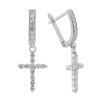 Сережки срібні Хрест з розсипом Silver Style (21641.17 sku:2300104352950)