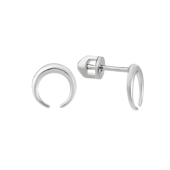 Сережки-пусети (гвоздики) срібні Лунниця без каменів Silver Style (30961.00 sku:2300102881179)