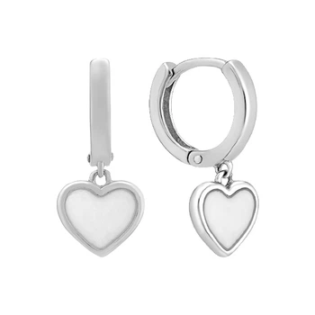 Серьги-кольца (конго) серебряные Сердце с эмалью Silver Style (211620.00 sku:2300103215485)