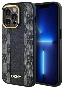 Etui DKNY Leather Checkered Mono Pattern MagSafe do Apple iPhone 13 Pro Max Black (3666339259785)