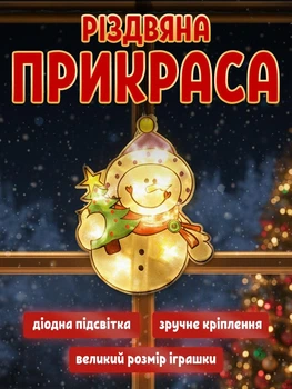 Новогодний декор с подсветкой от батареек AAA Снеговик 17 х 16 см
